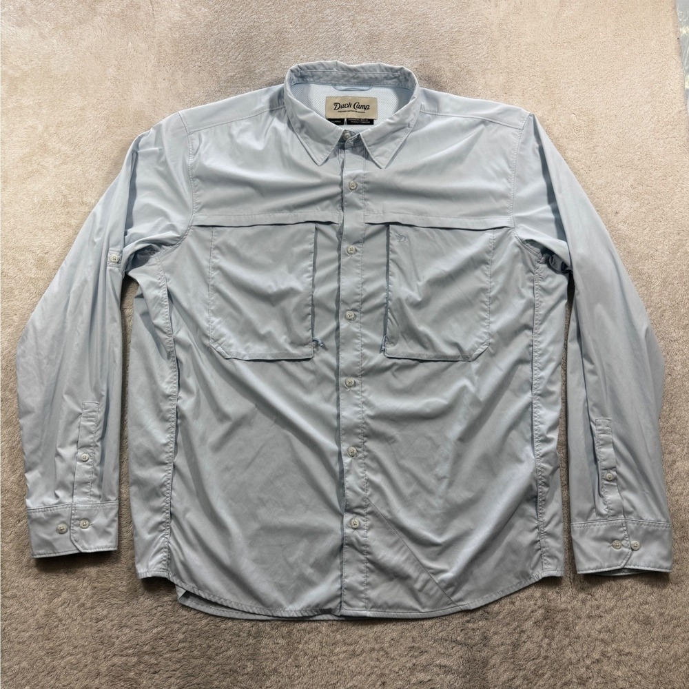 Duck Camp Mens FS200 brrr Nylon Performance Fishing Shirt Blue Size XL